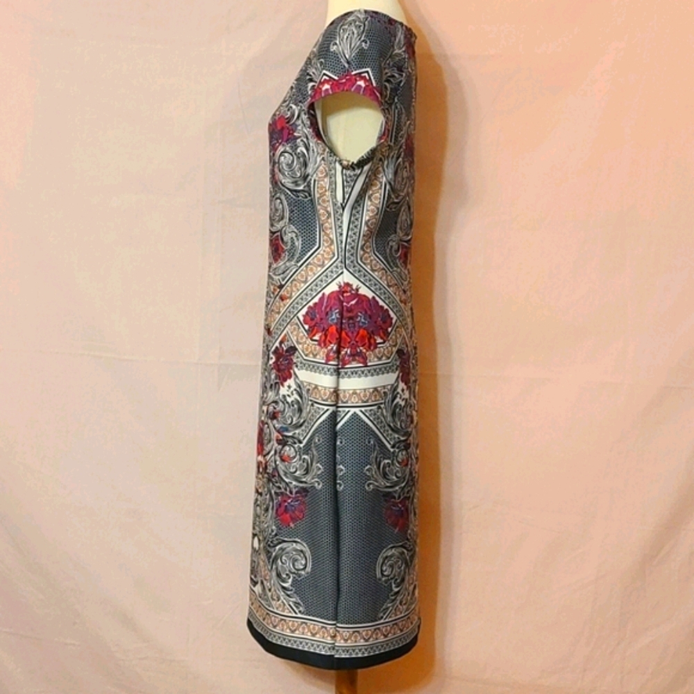 Eci Black Multcolored Patterned Cap Sleeve Dress - image 4